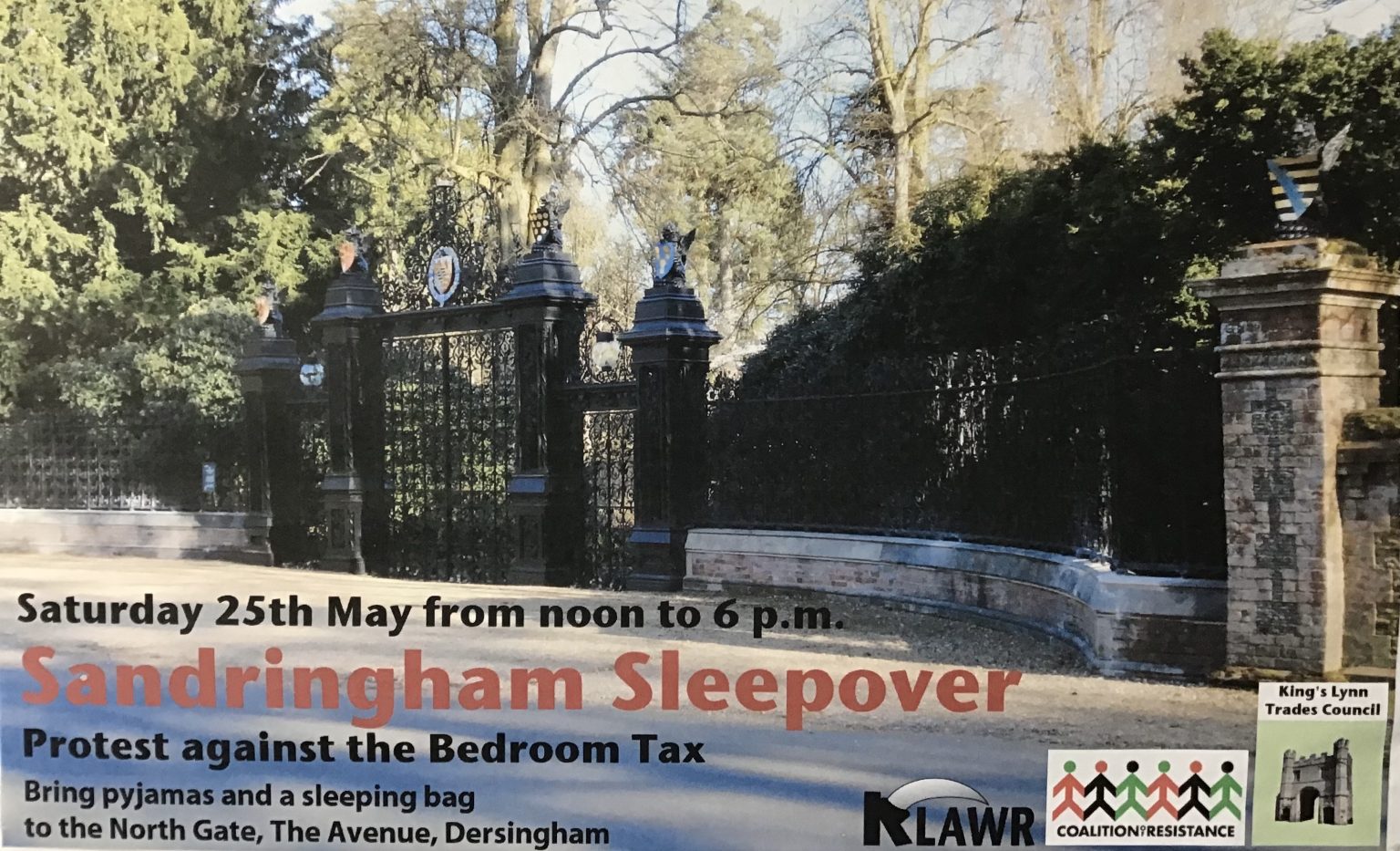 sandringham sleepover Protest Against the Bedroom Tax at Sandringham